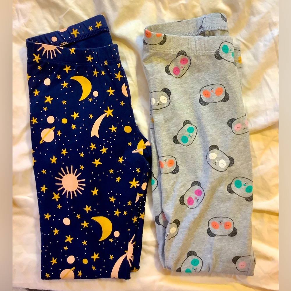 Celestial leggings and Panda leggings.